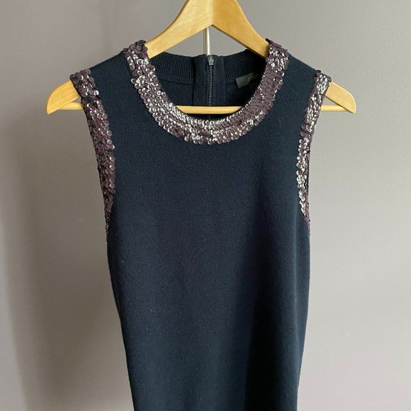 J. Crew, navy, Merino tank top with sequins - Picture 2 of 3